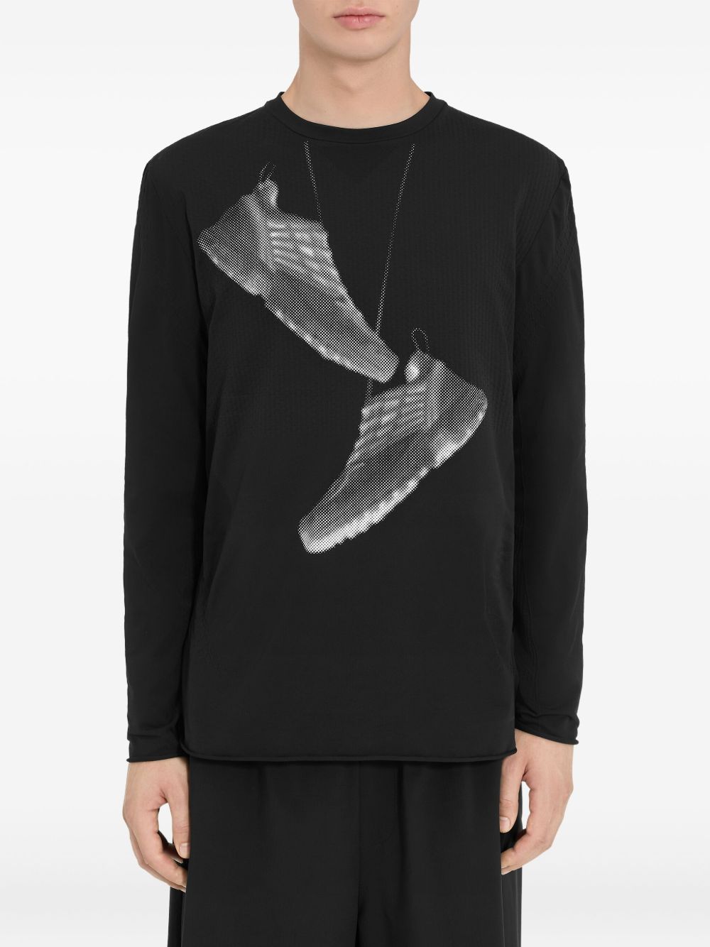 MM6 X SALOMON Silk And Nylon Printed T-shirt In Black