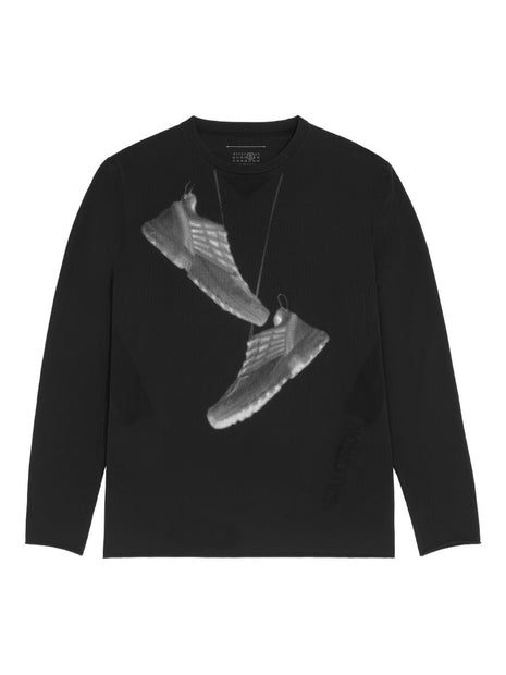 MM6 X SALOMON Silk And Nylon Printed T-shirt In Black