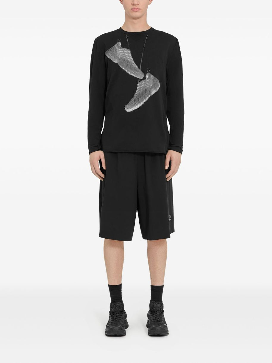 MM6 X SALOMON Silk And Nylon Printed T-shirt In Black