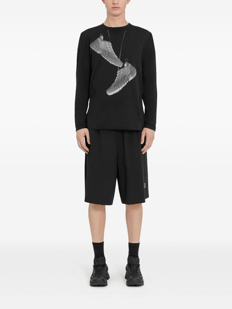 MM6 X SALOMON Silk And Nylon Printed T-shirt In Black