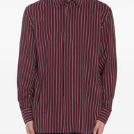 Saint Laurent Striped Shirts In Bordeaux