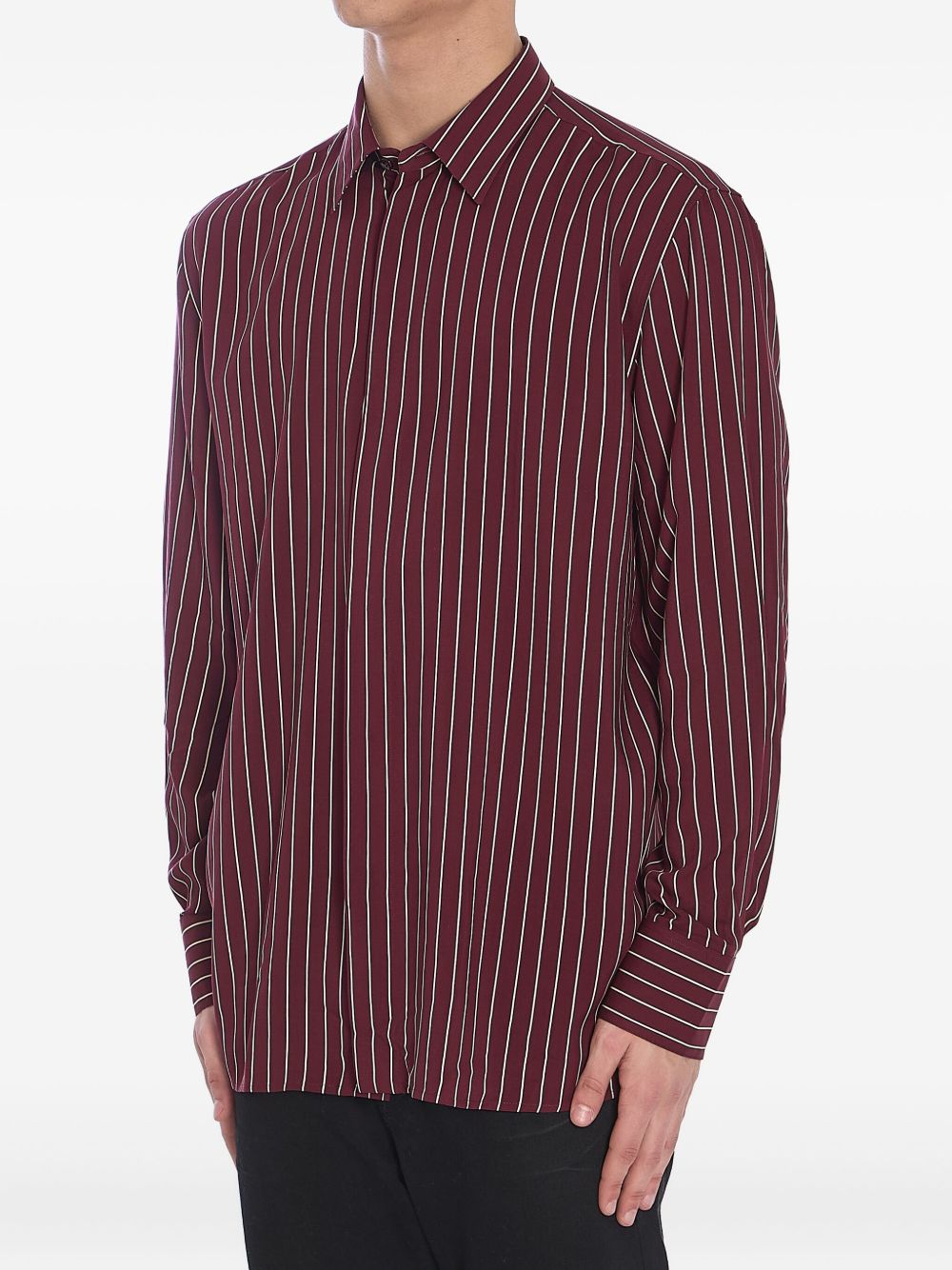 Saint Laurent Striped Shirts In Bordeaux