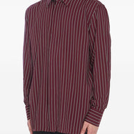 Saint Laurent Striped Shirts In Bordeaux