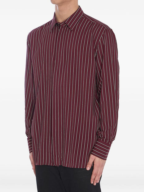 Saint Laurent Striped Shirts In Bordeaux