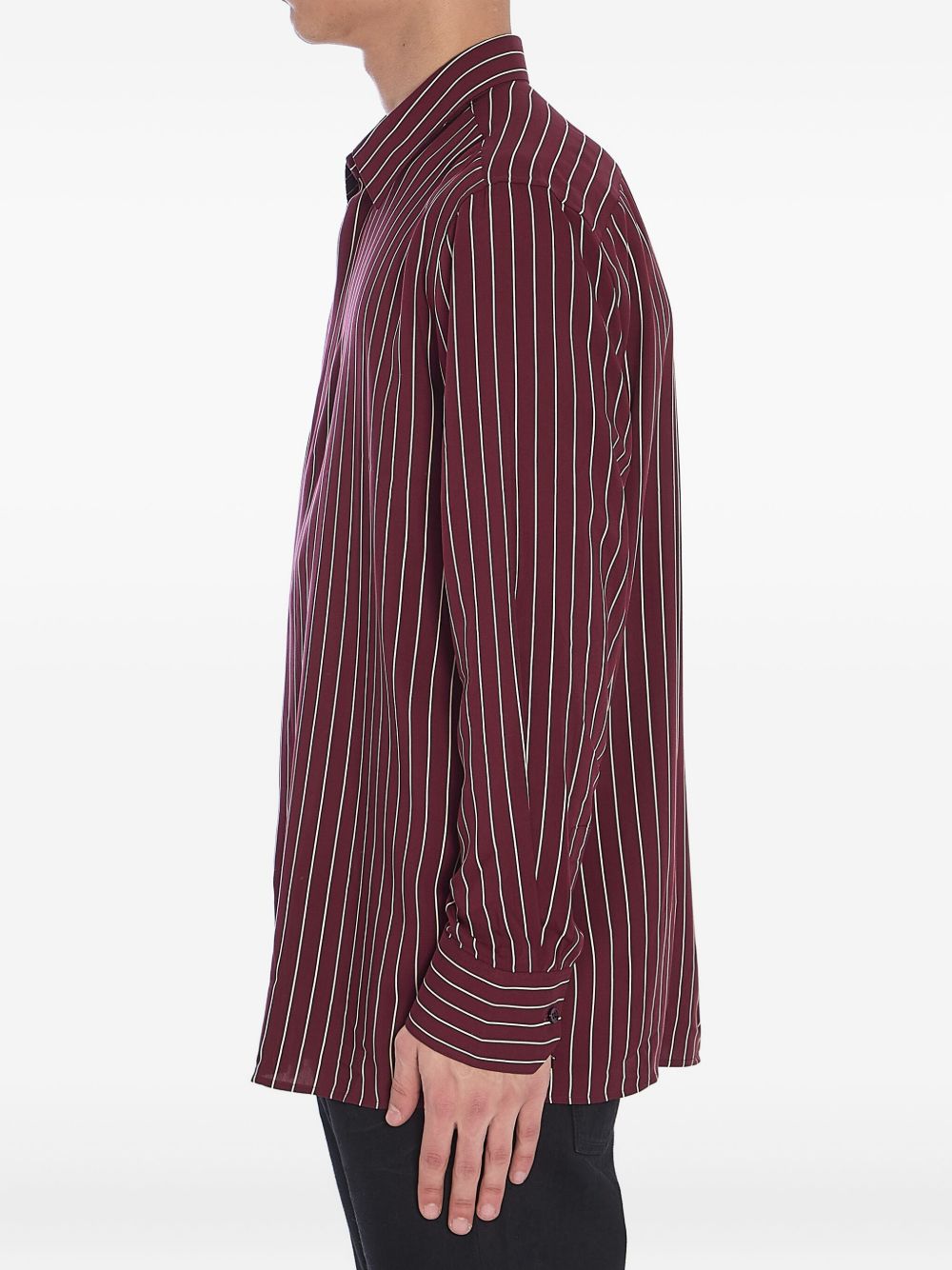 Saint Laurent Striped Shirts In Bordeaux