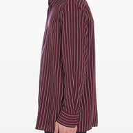 Saint Laurent Striped Shirts In Bordeaux