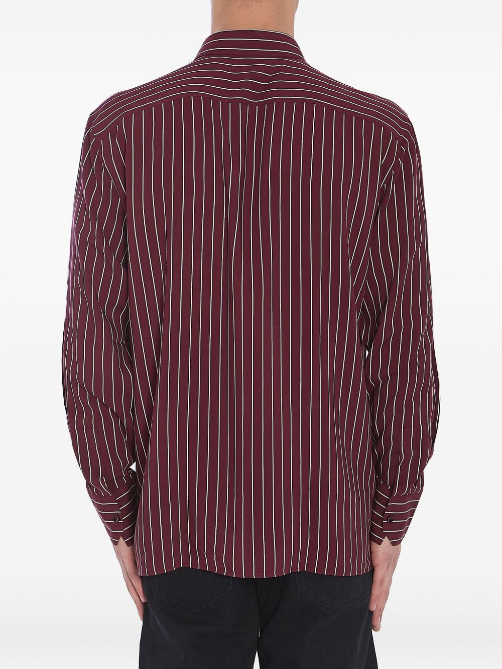 Saint Laurent Striped Shirts In Bordeaux