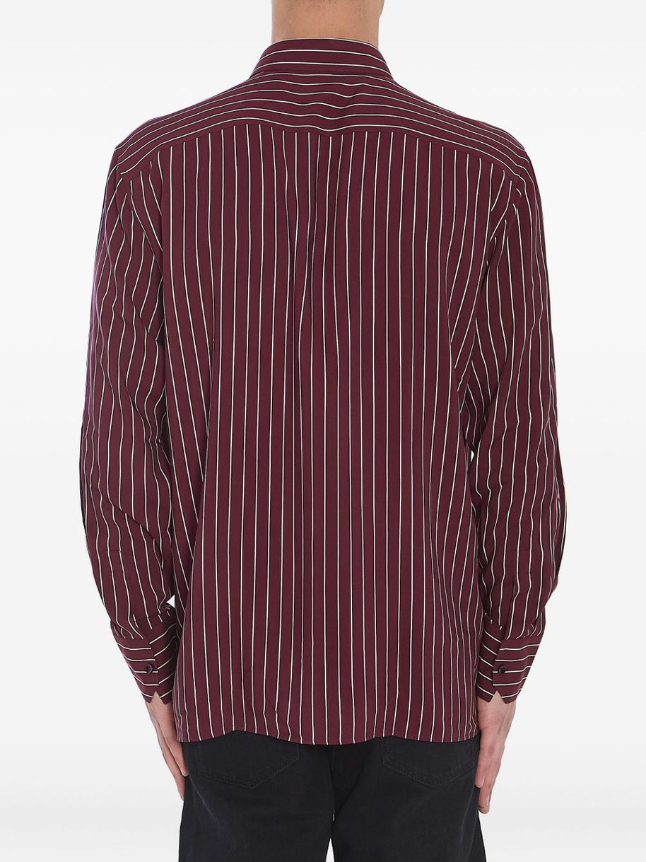 Saint Laurent Striped Shirts In Bordeaux