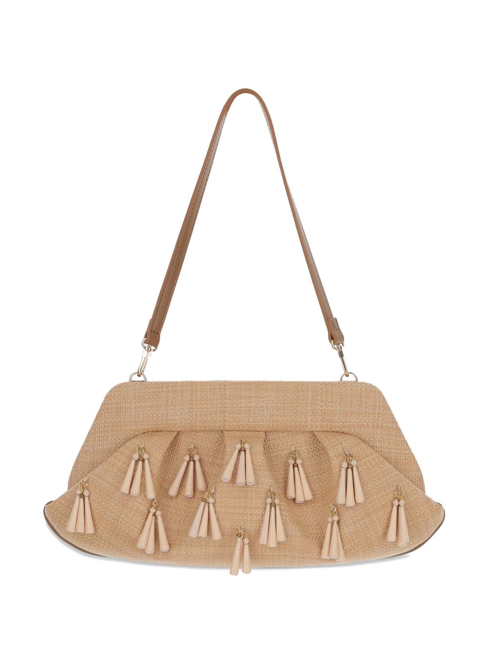 THEMOIRE' Emera Fringed Clutch Bag In Beige