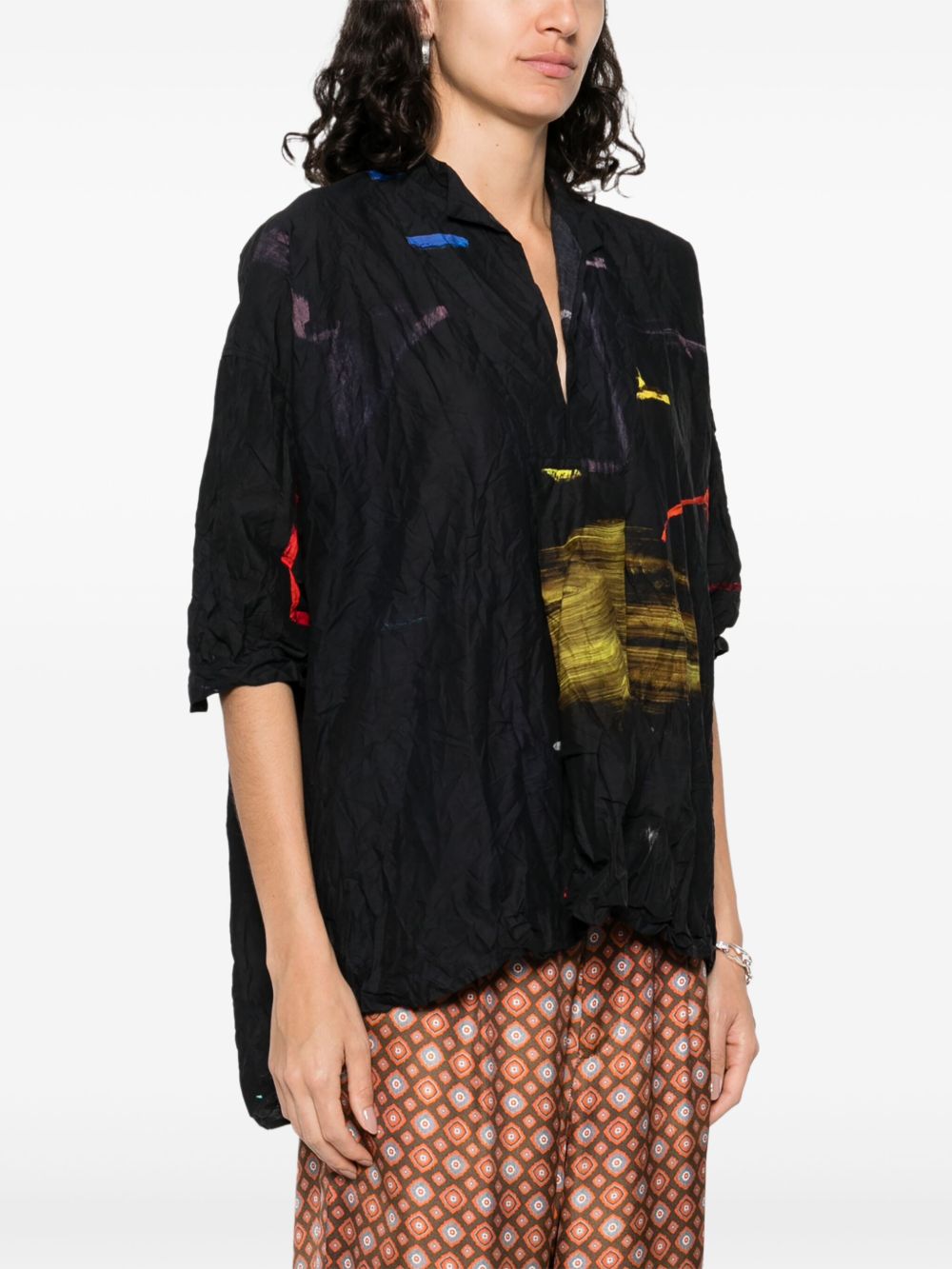 Daniela Gregis Split Neck Shirt In Blue
