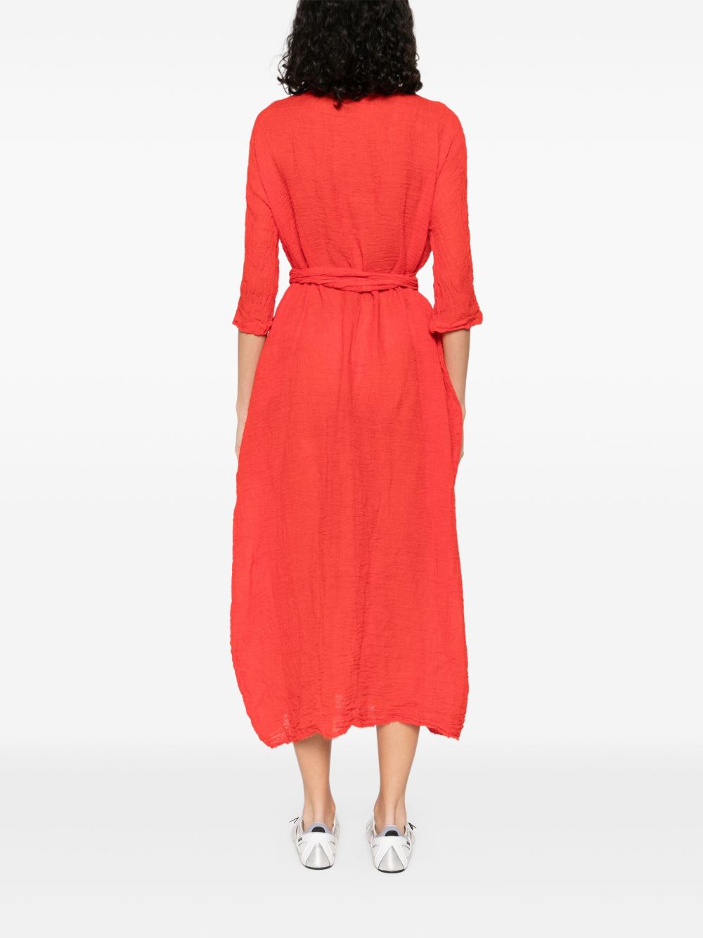 Daniela Gregis Belted Long Dress In Red