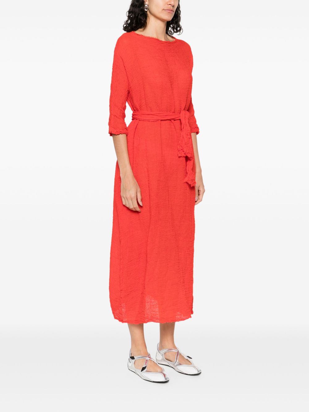 Daniela Gregis Belted Long Dress In Red