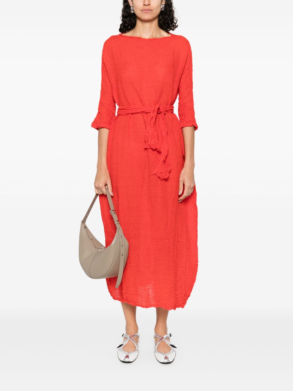 Daniela Gregis Belted Long Dress In Red