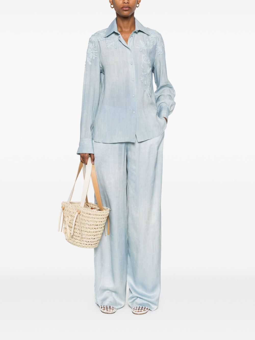 Ermanno Scervino Wide Leg Trousers In Clear Blue