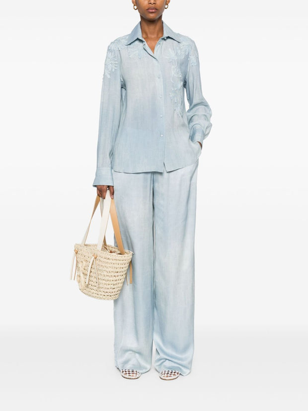 Ermanno Scervino Wide Leg Trousers In Clear Blue