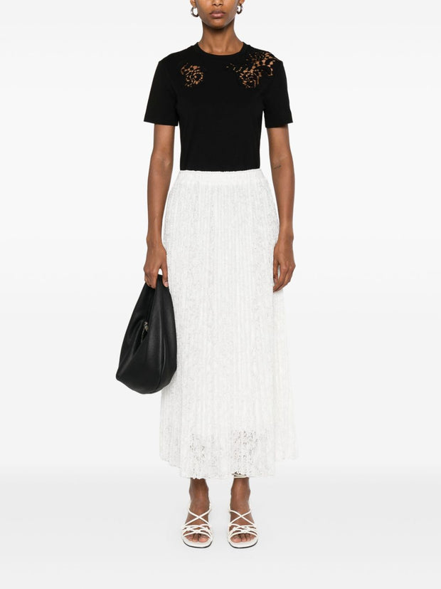 Ermanno Scervino Lace Detail Cotton T-shirt In Black