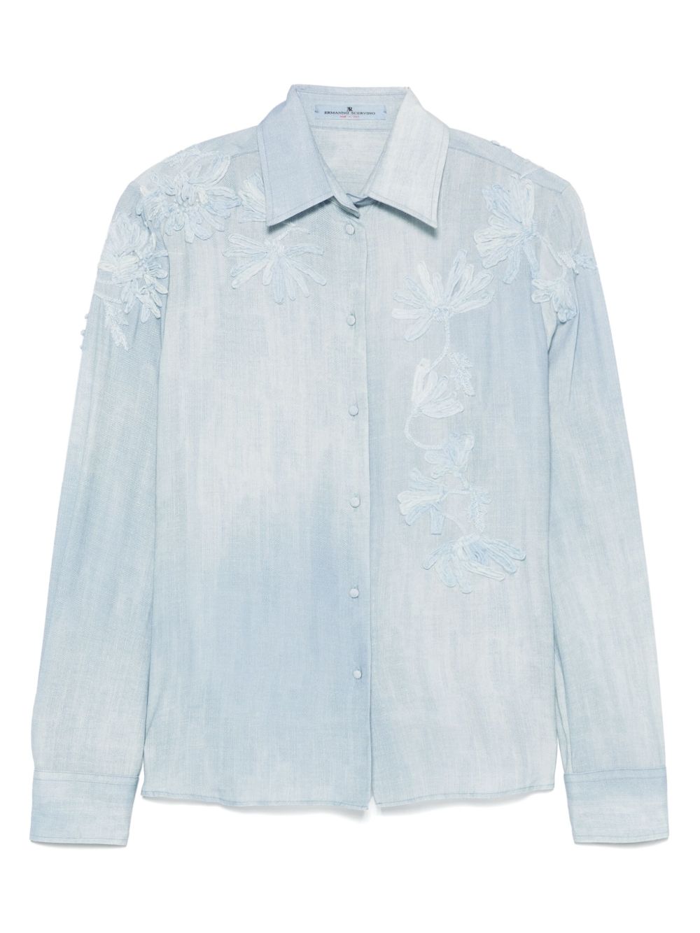 Ermanno Scervino Embroidered Shirt In Clear Blue