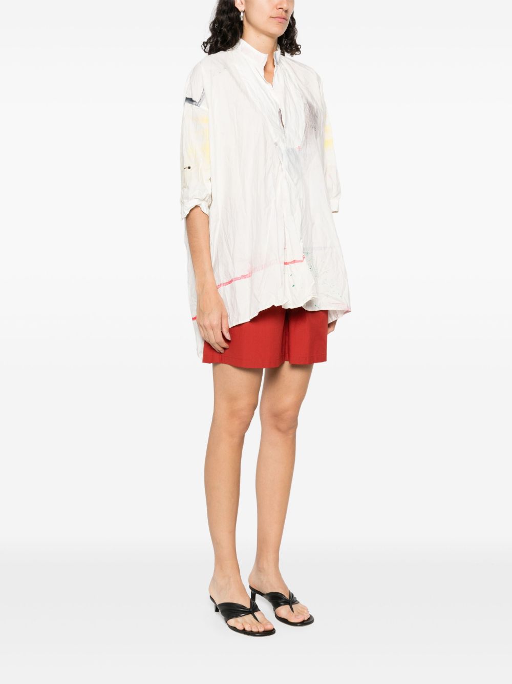 Daniela Gregis Split Neck Shirt In Beige