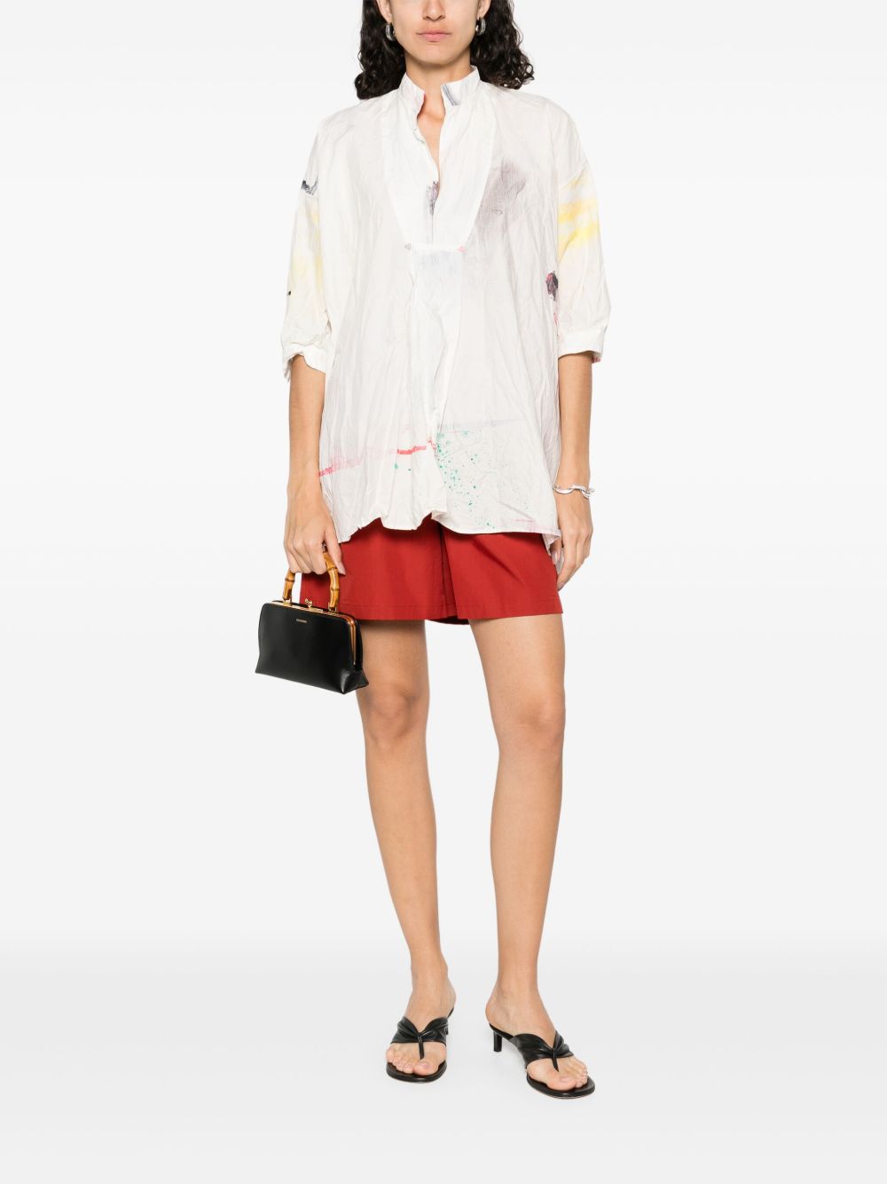 Daniela Gregis Split Neck Shirt In Beige