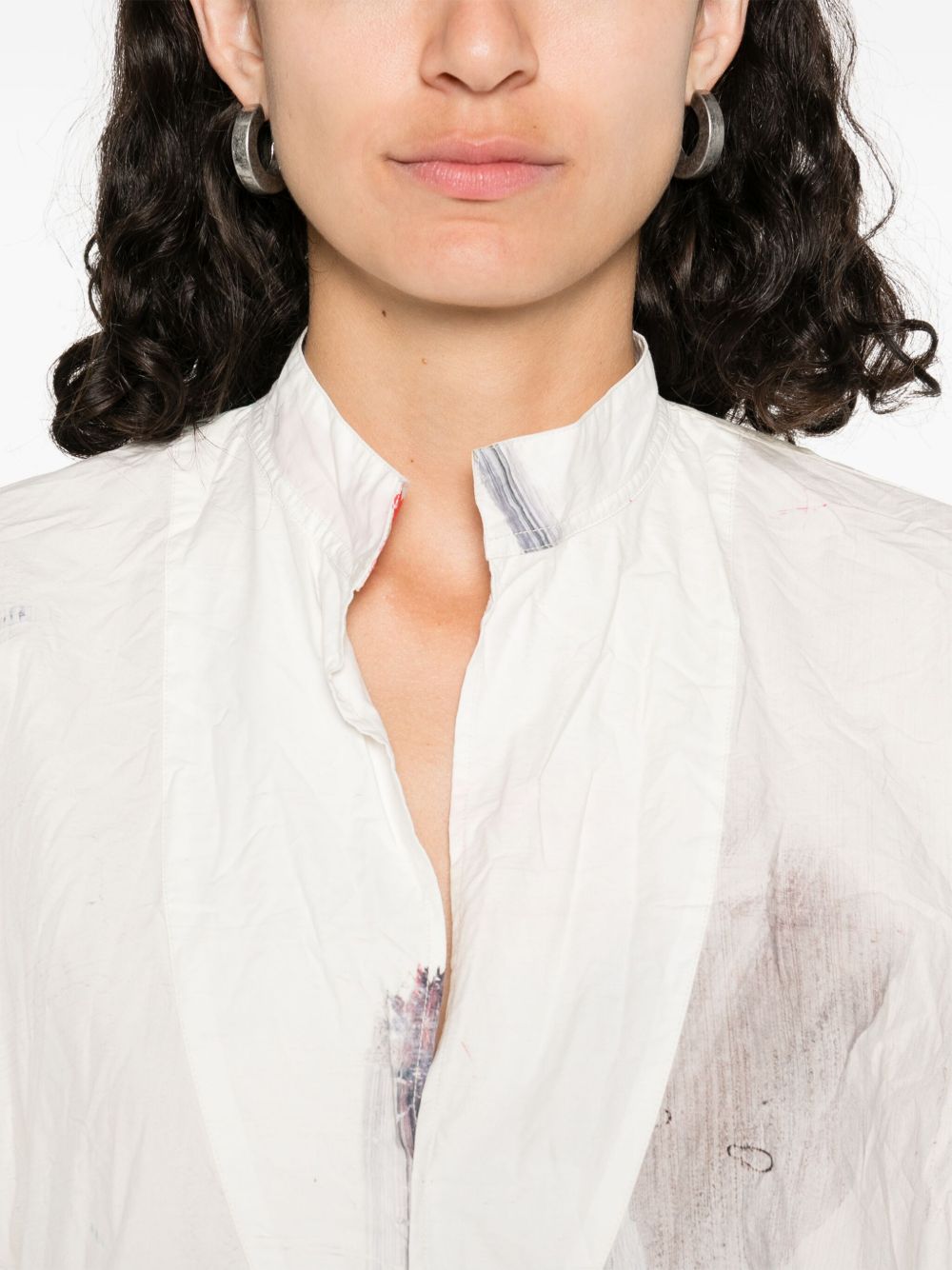 Daniela Gregis Split Neck Shirt In Beige
