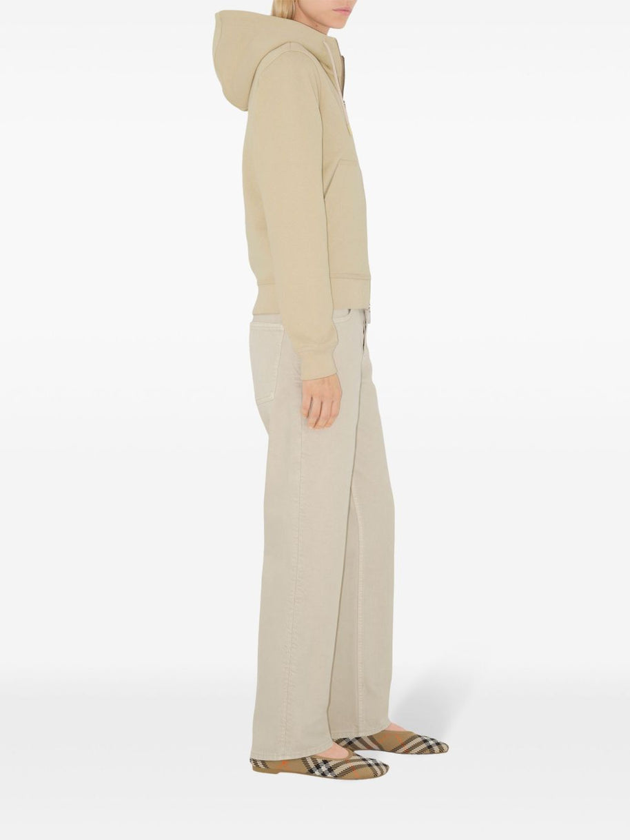 Burberry Vintage Check Patch Hooded Sweatshirt In Beige