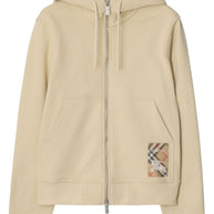 Burberry Vintage Check Patch Hooded Sweatshirt In Beige