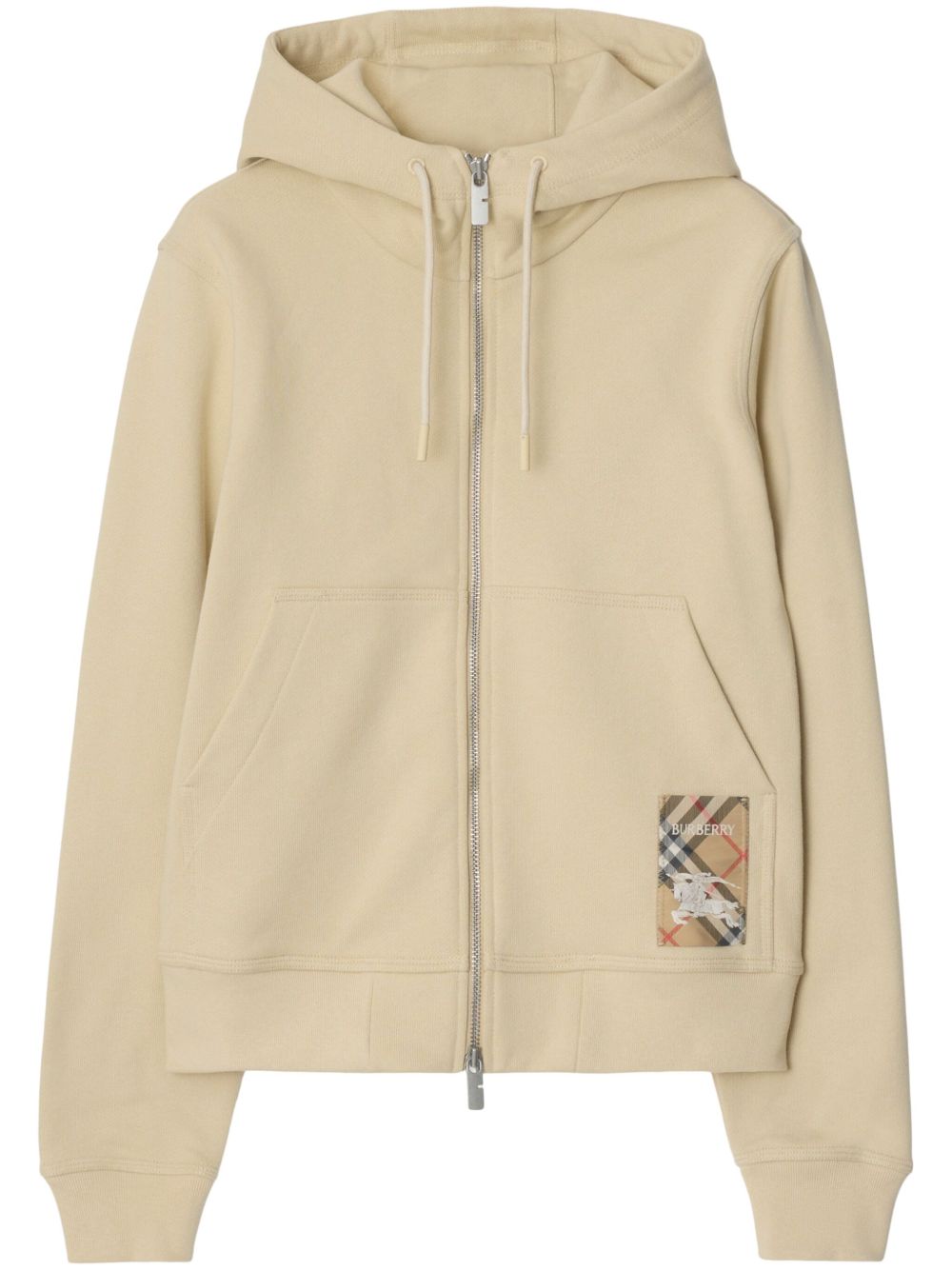 Burberry Vintage Check Patch Hooded Sweatshirt In Beige