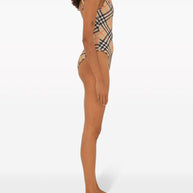 Burberry Check One-piece Swimsuit In Beige