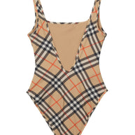 Burberry Check One-piece Swimsuit In Beige