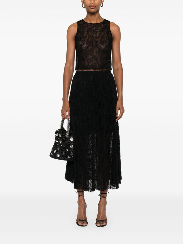 Ermanno Scervino Lace Midi Skirt In Black