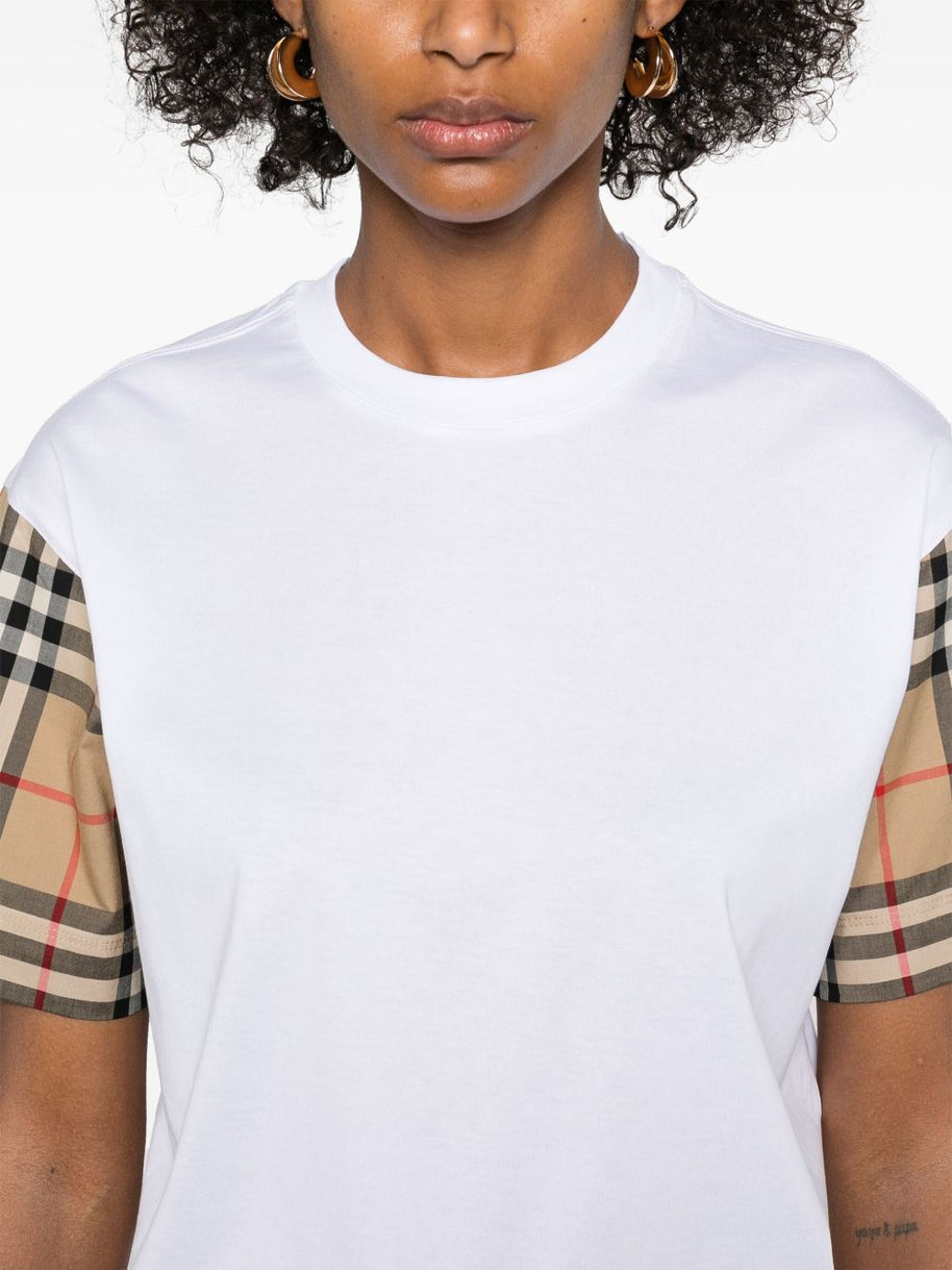 Burberry Check Cotton T-shirt In White