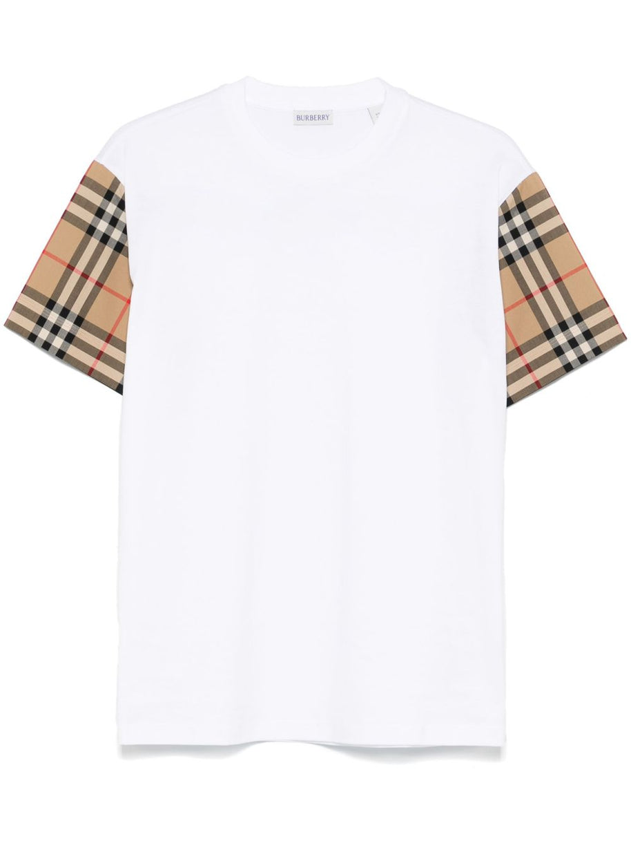 Burberry Check Cotton T-shirt In White