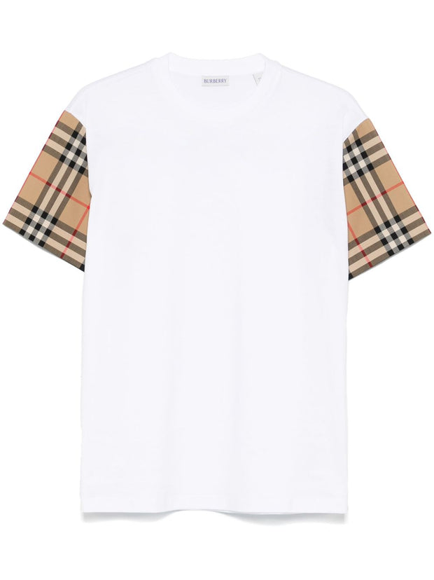 Burberry Check Cotton T-shirt In White