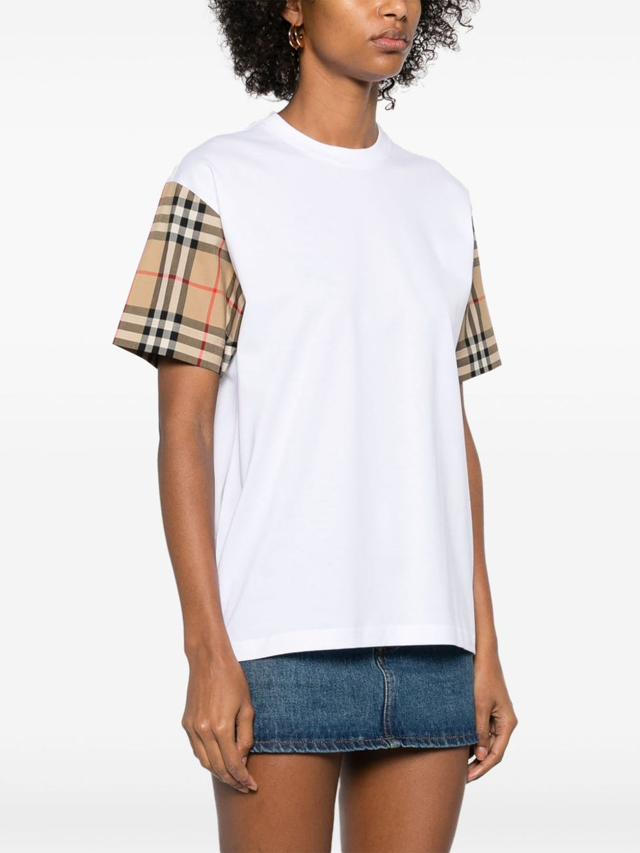 Burberry Check Cotton T-shirt In White