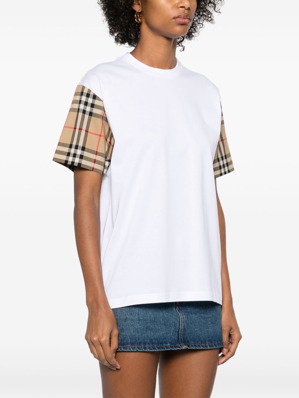 Burberry Check Cotton T-shirt In White