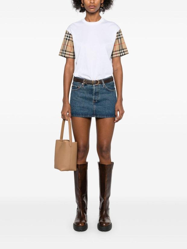 Burberry Check Cotton T-shirt In White