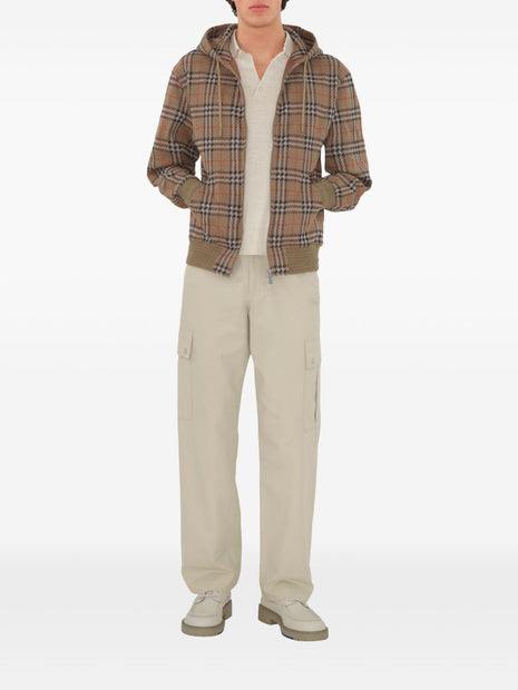 Burberry Check Cotton Hoodie - Beige