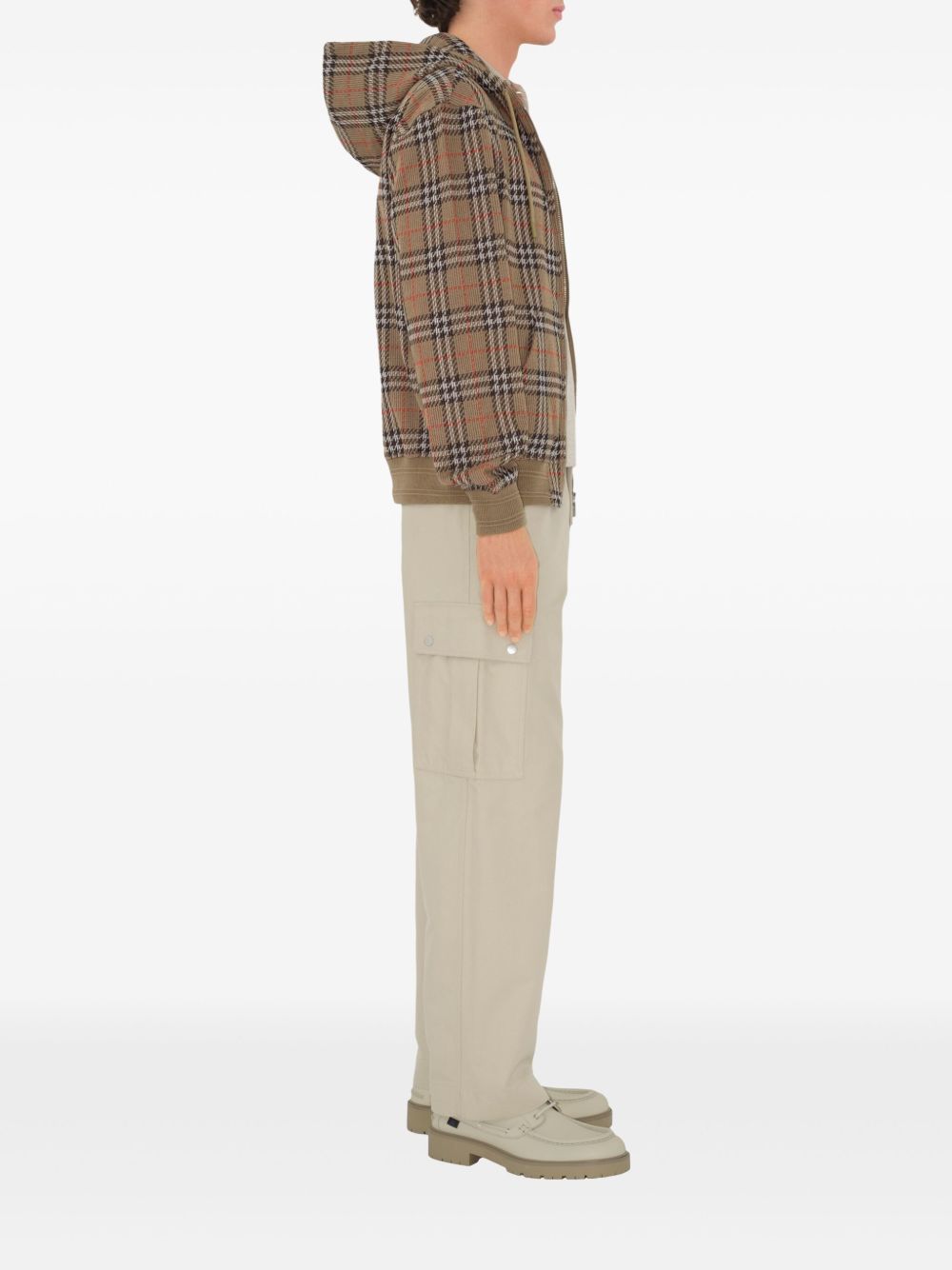Burberry Check Cotton Hoodie - Beige
