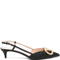 Valentino Garavani VLogo Leather Slingback Pumps - Black