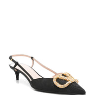 Valentino Garavani VLogo Leather Slingback Pumps - Black