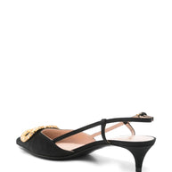 Valentino Garavani VLogo Leather Slingback Pumps - Black