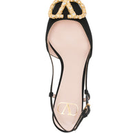 Valentino Garavani VLogo Leather Slingback Pumps - Black