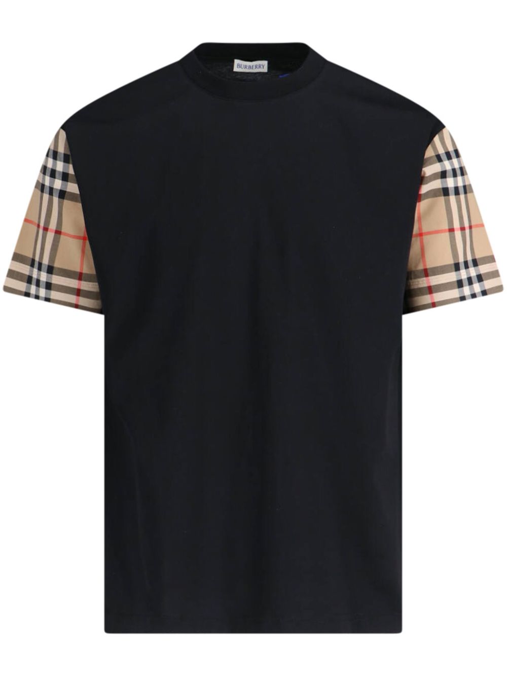 Burberry Check Motif Cotton T-shirt - Black