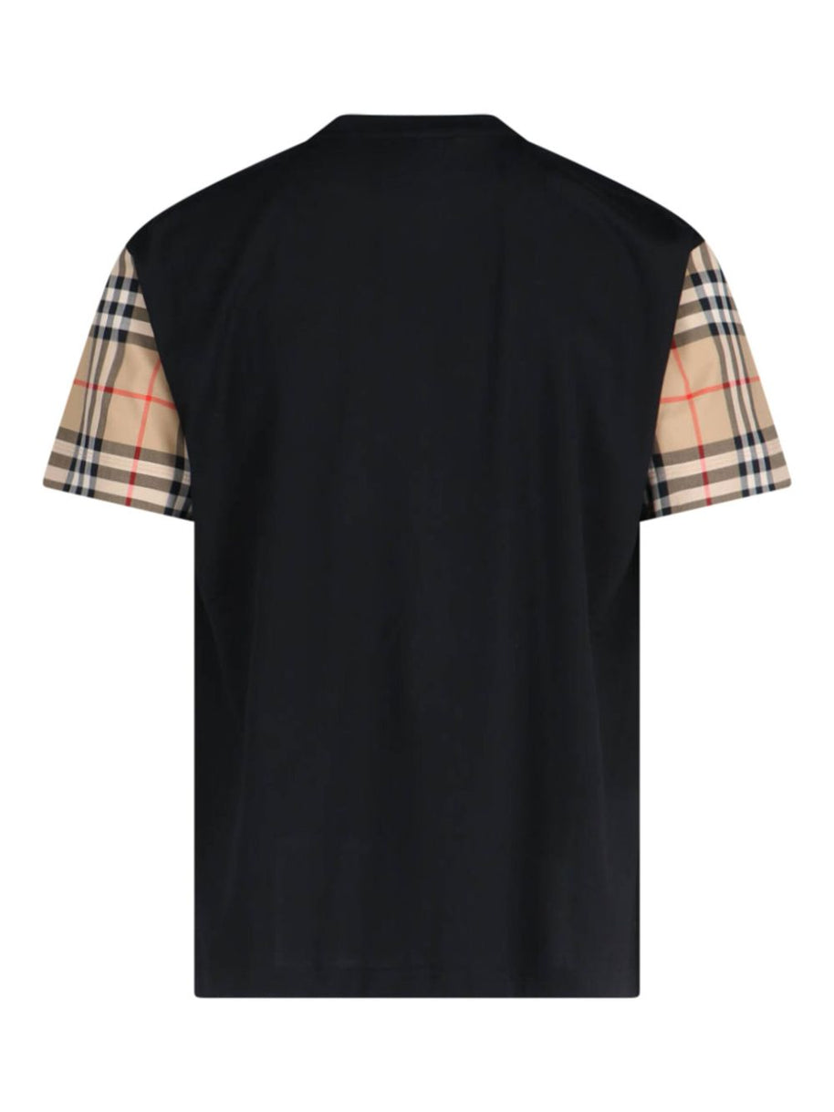 Burberry Check Motif Cotton T-shirt - Black