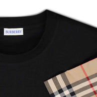 Burberry Check Motif Cotton T-shirt - Black