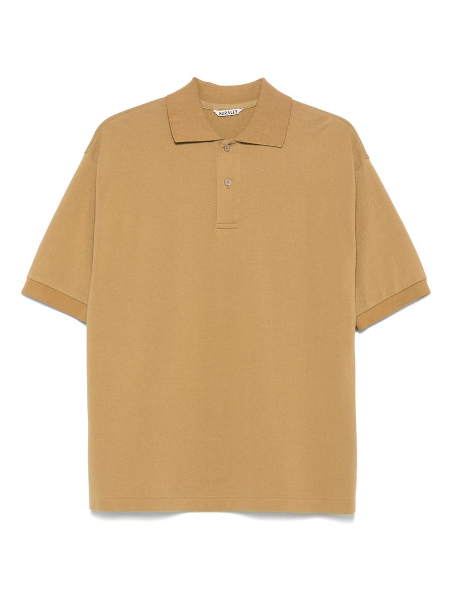 AURALEE Cotton Polo Shirt In Khaki