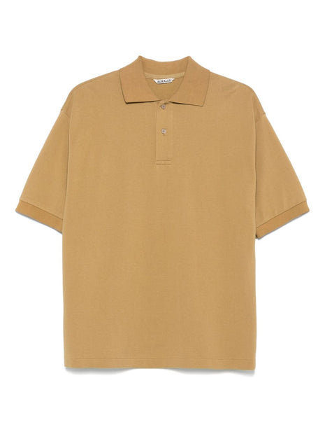 AURALEE Cotton Polo Shirt In Khaki