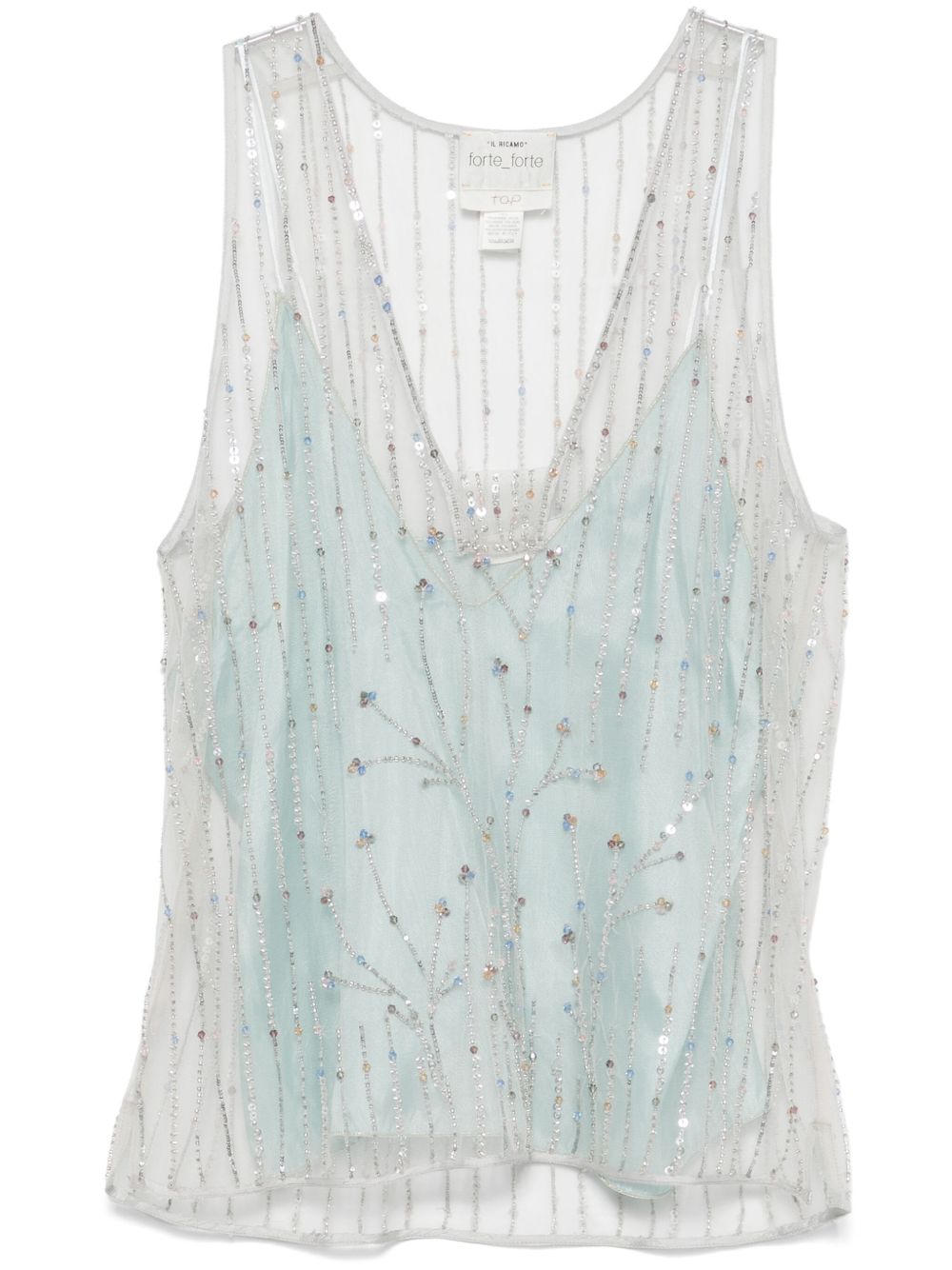 Forte Forte Embroidered Tulle Top In Clear Blue