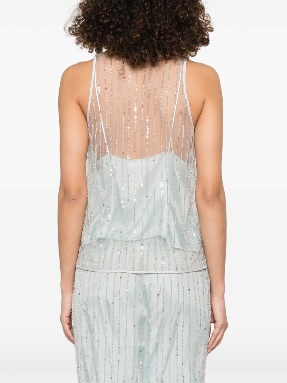 Forte Forte Embroidered Tulle Top In Clear Blue