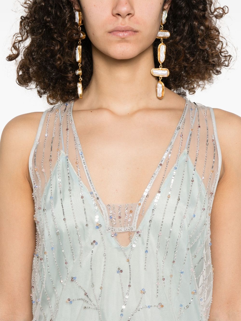 Forte Forte Embroidered Tulle Top In Clear Blue